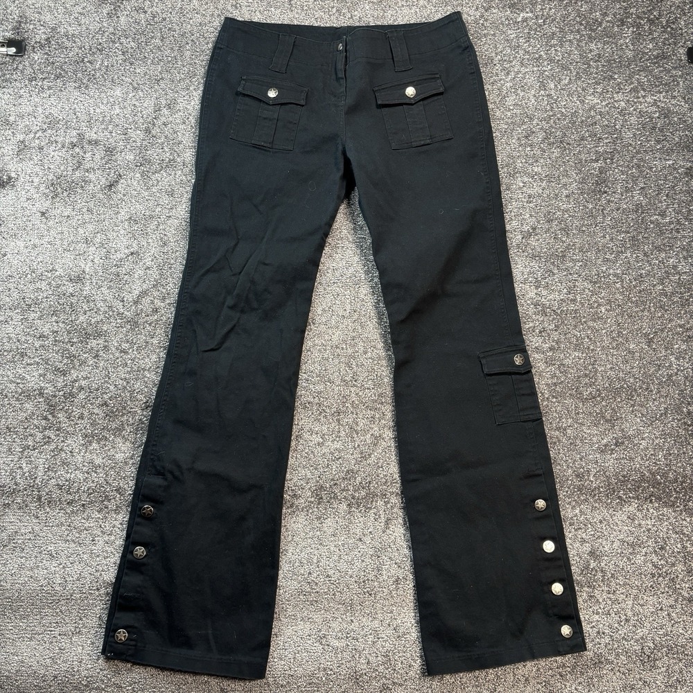 Vintage 90s Y2K Hot Topic Serious Cargo Pants Size 11 Black Rave Punk Emo Goth